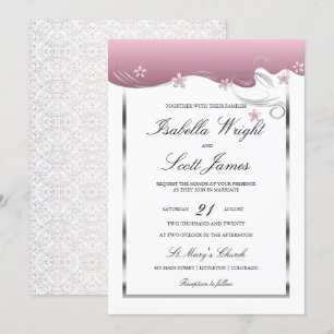 Invitation Dusty Rose Swirl Floral Mariage Design