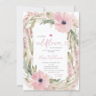 Invitation Dusty Rose Un petit Baby shower Fleur sauvage fill