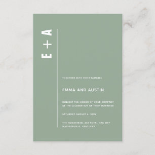 Invitation Dusty Sage moderne minimaliste Gras Initiales Mari