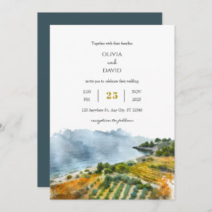 Invitation Dusty Turquoise bord de mer Paysage plage Mariage