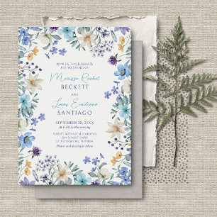 Invitation Dusty Turquoise Lavender Mariage Fleur sauvage