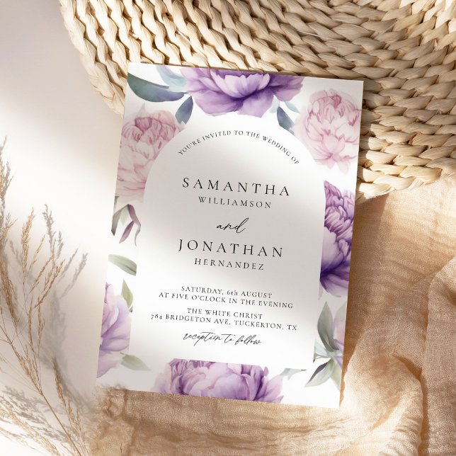 Invitation Dusty violet arche florale Mariage rustique (Créateur téléchargé)