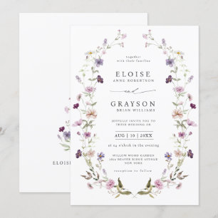 Invitation Dusty Violet Lavender Fleur sauvage Jardin Mariage