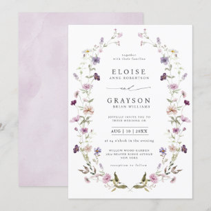 Invitation Dusty Violet Lavender Fleur sauvage Jardin Mariage