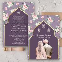 Dusty violet rose floral Anand Karaj Sikh Mariage