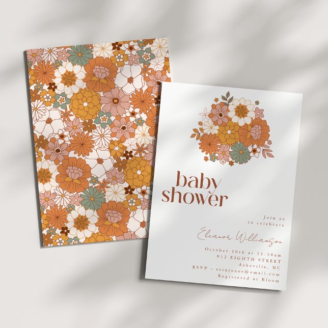 Invitation Eart Boho Floral Cute Baby shower simple (Créateur téléchargé)