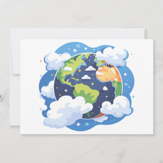 Invitation  Earth Illustration with Clouds in Space