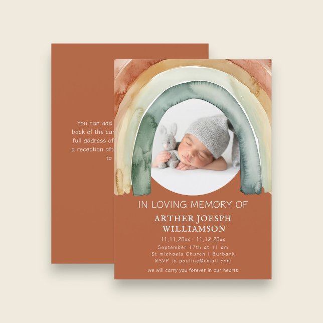 Invitation Earth Tone Rainbow Baby Funeral (Créateur téléchargé)