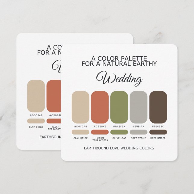 Invitation Earth Tone Wedding Color Palette Card (Devant / Derrière)