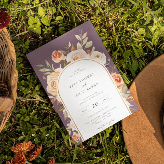 Invitation Earthy Autumn Botanical Floral Arch Frame Wedding  (Créateur téléchargé)