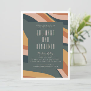 Invitation Earthy Boho Abstrait Wavy Lines Mariage en terre c