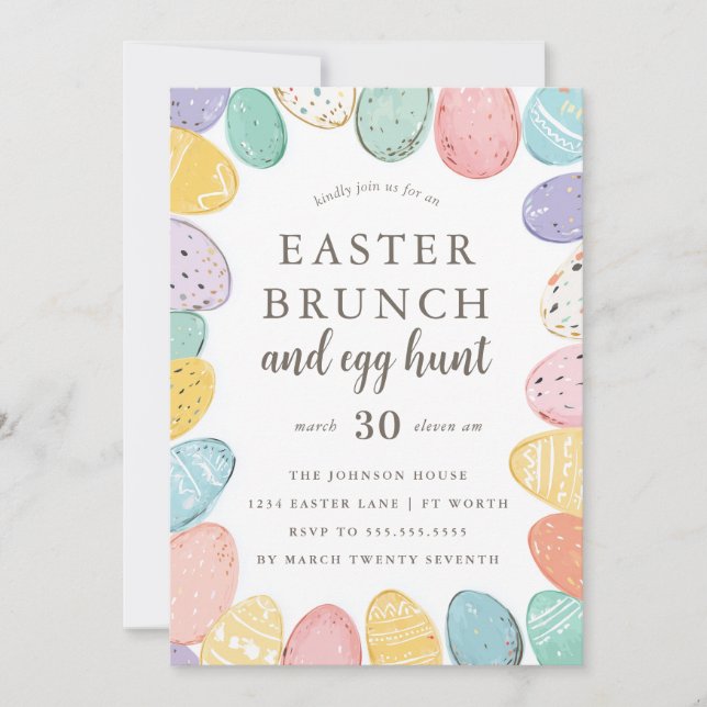 Invitation Easter Brunch and Egg Hunt Easter Holiday Invitati (Devant)