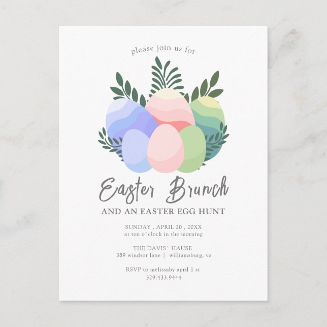 Invitation Easter Brunch Easter Egg Postcard (Front)