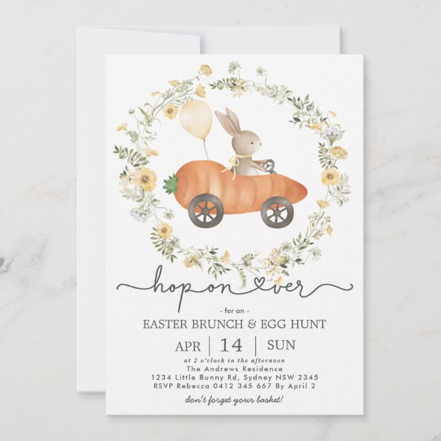 Invitation Easter Brunch & Egg Hunt | Wildflower Bunny (Devant)