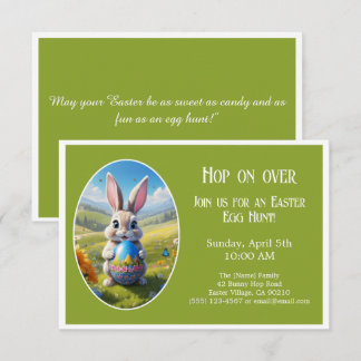 Invitation Easter bunny | Egg Hunt | Hop on over | green -