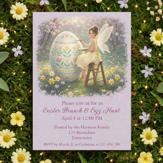 Invitation Easter Fairy Painting Egg Spring
