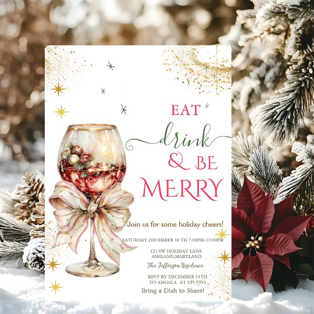 Invitation Eat Drink & Be Merry Cocktail Bow (Créateur téléchargé)