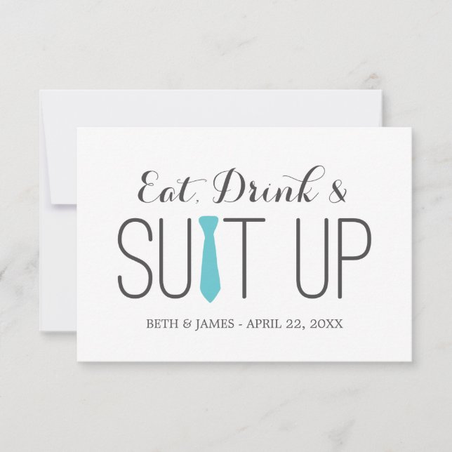 Invitation Eat Drink & Suit Up | Garçons d'honneur (Devant)