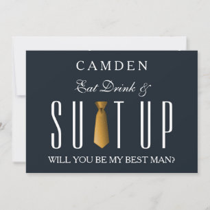 Invitation Eat Drink & Suitup Gold Serez-vous mon meilleur In