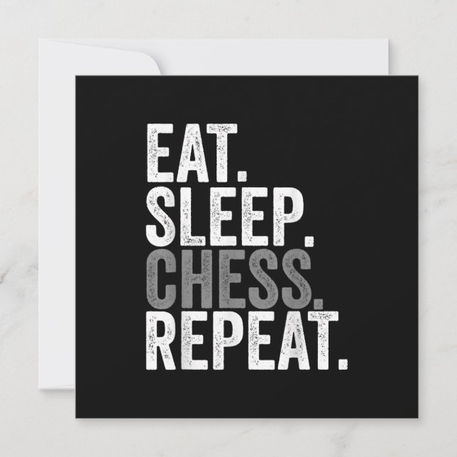 Invitation Eat Sleep Chess Joueur Répéter Planche Jeu Garçon  (Devant)
