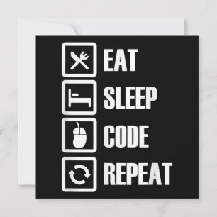 Invitation Eat Sleep Code Répétition Coding Programmer Ingéni