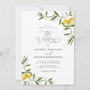 Invitation eau citron vert mariage fleuri
