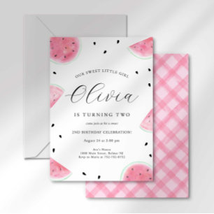 Invitation Eau de l'été Aquarelle Pastèque Fruit Anniversaire
