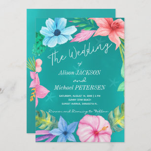 Invitation Eau de plage bleu tropical mariage de couronnes