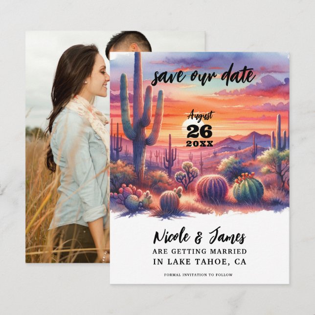 Invitation Eau douce du désert Enregistrer la date (Devant / Derrière)