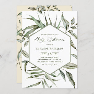 Invitation Eau rustique Baby shower de cadre vert