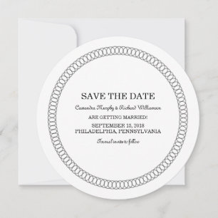 Invitation Ebony encerclée ronde Enregistrer la date Invitati