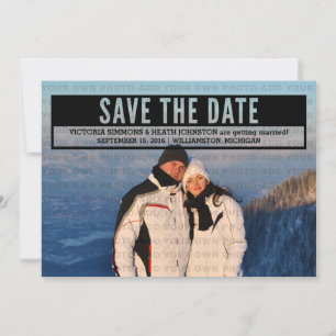Invitation Ebony Modern Cut Out Enregistrer la date Invitatio