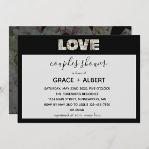 Invitation Ebony Vanilla fraise Hydrangeas Couples Douche