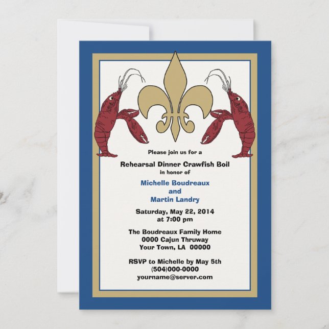 Invitation Ébullition bleue d'écrevisses d'événement de (Devant)