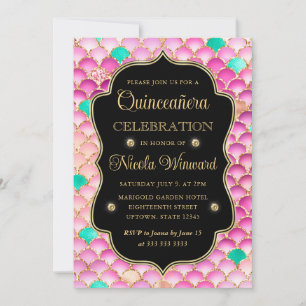 Invitation Écailles de sirène iridescentes et dorées pour Qui