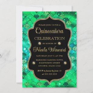 Invitation Écailles de sirène iridescentes et dorées pour Qui