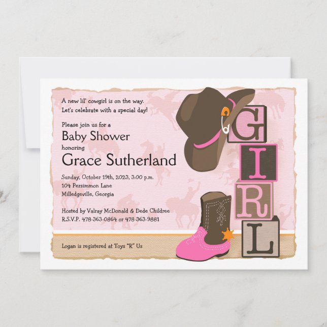 Invitation Écart de Baby shower de fille (Devant)
