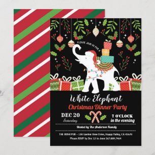 Invitation Échange cadeau de Noël d'éléphant blanc