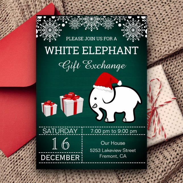 Invitation Échange cadeau de Noël White Elephant (Créateur téléchargé)