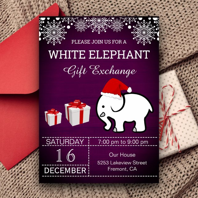 Invitation Échange cadeau de Noël White Elephant (Créateur téléchargé)