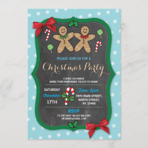 Invitation Échange de biscuit de fête de Noël de pain d'épice