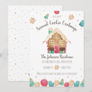 Invitation Échange de biscuits annuel Gingerbread House Holid