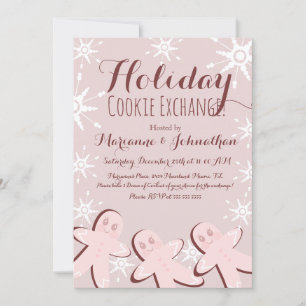 Invitation Échange de biscuits Arbre de Noël de Noël Rose