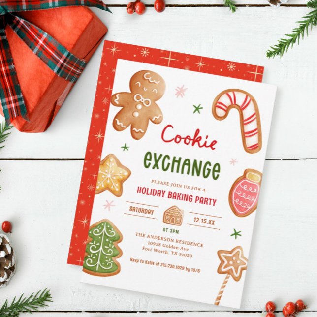 Invitation Échange de biscuits de fête de Noël (Créateur téléchargé)