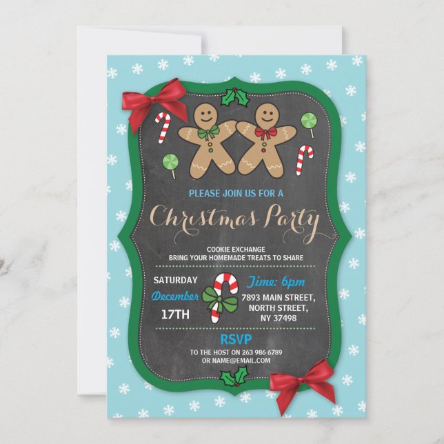 Invitation Échange de biscuits de fête de Noël en pain d'épic (Devant)