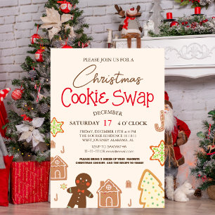 Invitation Échange de biscuits de Noël en forme d'homme en pa