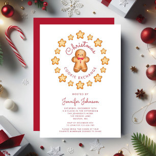 Invitation Échange de biscuits de Noël en forme d'homme en pa