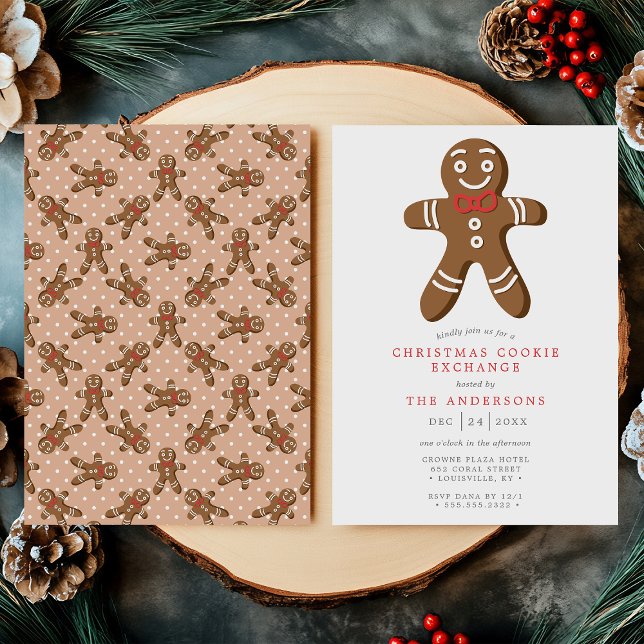 Invitation Échange de biscuits de Noël en pain d'épice bronzé (Créateur téléchargé)
