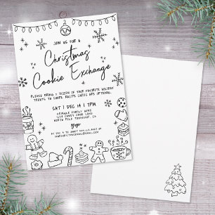 Invitation Échange de biscuits de Noël fantaisistes dessinés 