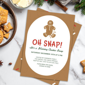 Invitation Échange de biscuits de Noël "Oh Snap !" au pain d'